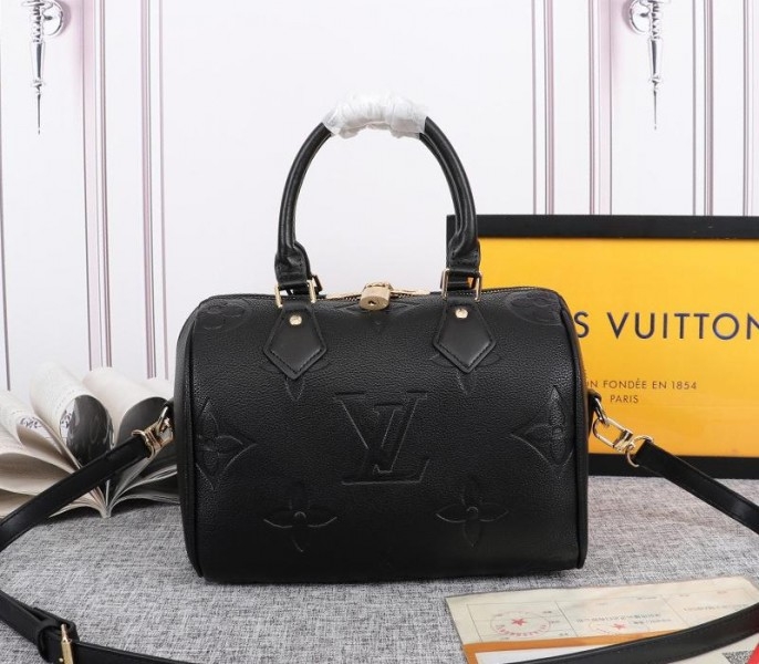 Louis Vuitton Monogram Empreinte Leather Speedy Bandouliere 25 Handbag In Black