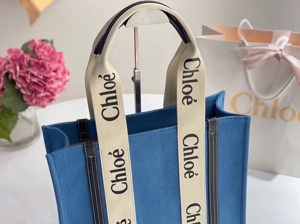 Top Quality Knockoff Chloe Medium Woody Tote Bag in Deadstock Denim