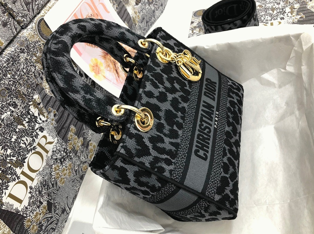 Dior Lady D-Lite Medium Bag Knockoff in Grey Mizza Embroidery