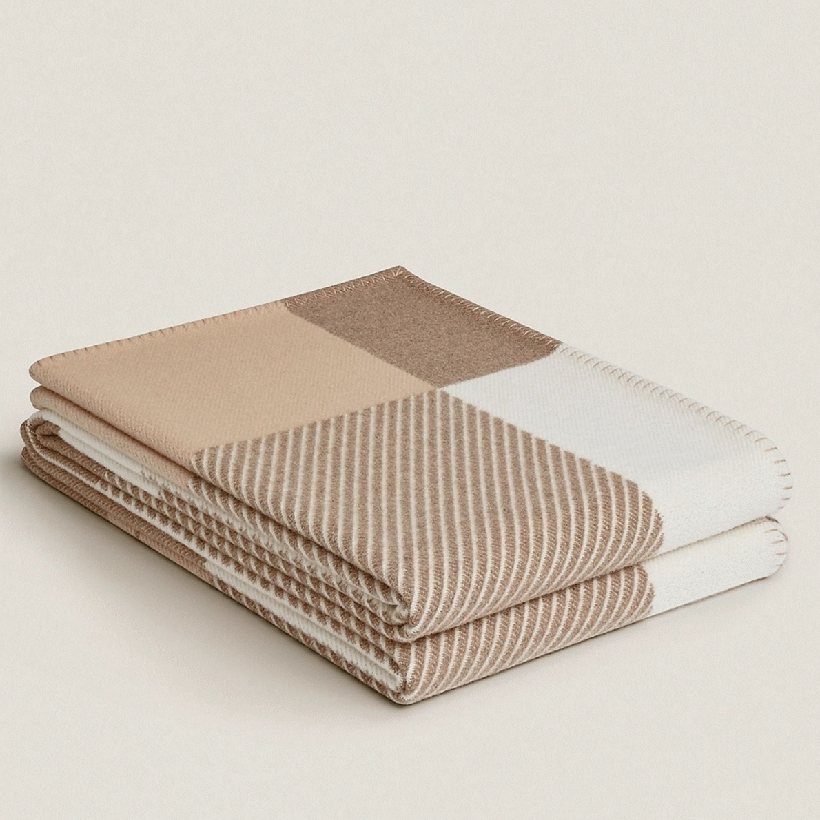 Best replica Hermes H Riviera blanket in beige wool and cashmere