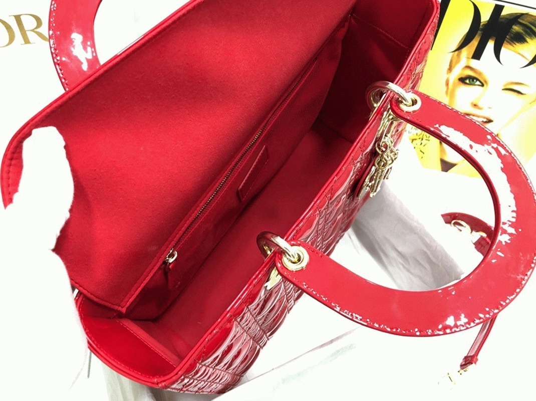 Dior Lady Dior Large Bag Fake in Red