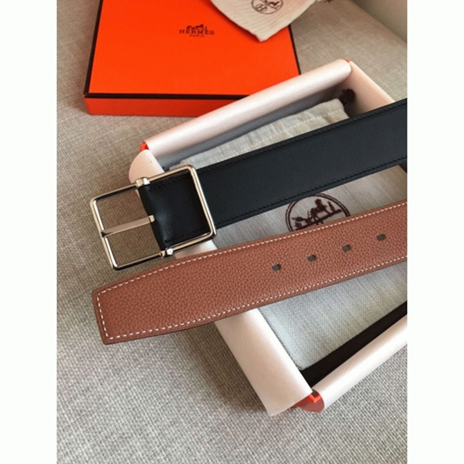 Replica Hermes reversible saddle style belt in brown
