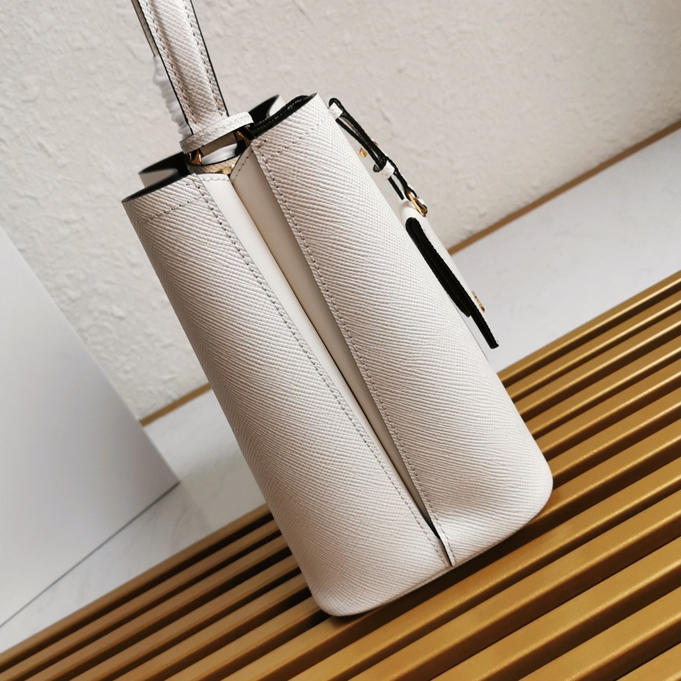 White Prada Medium Panier Bag Replica