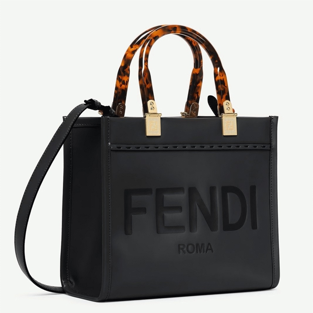 Top Quality Fake Fendi Sunshine Medium Tote Bag In Black Calfskin