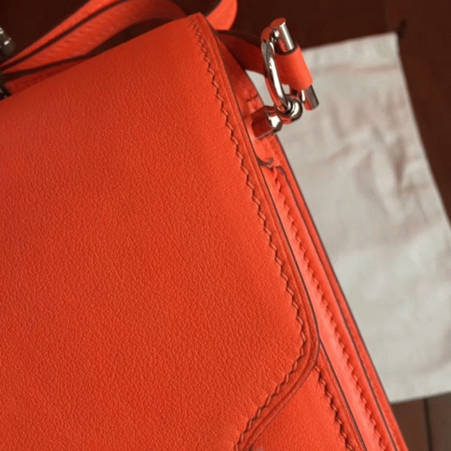 Fake Hermes Mini Sac Roulis Handbag Orange