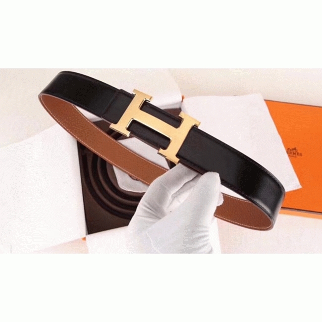 Fake Hermes H-shaped belt buckle in brown