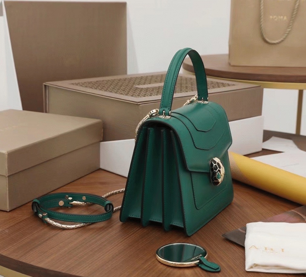 Fake Bvlgari Serpenti Forever Small Bag Green Calfskin