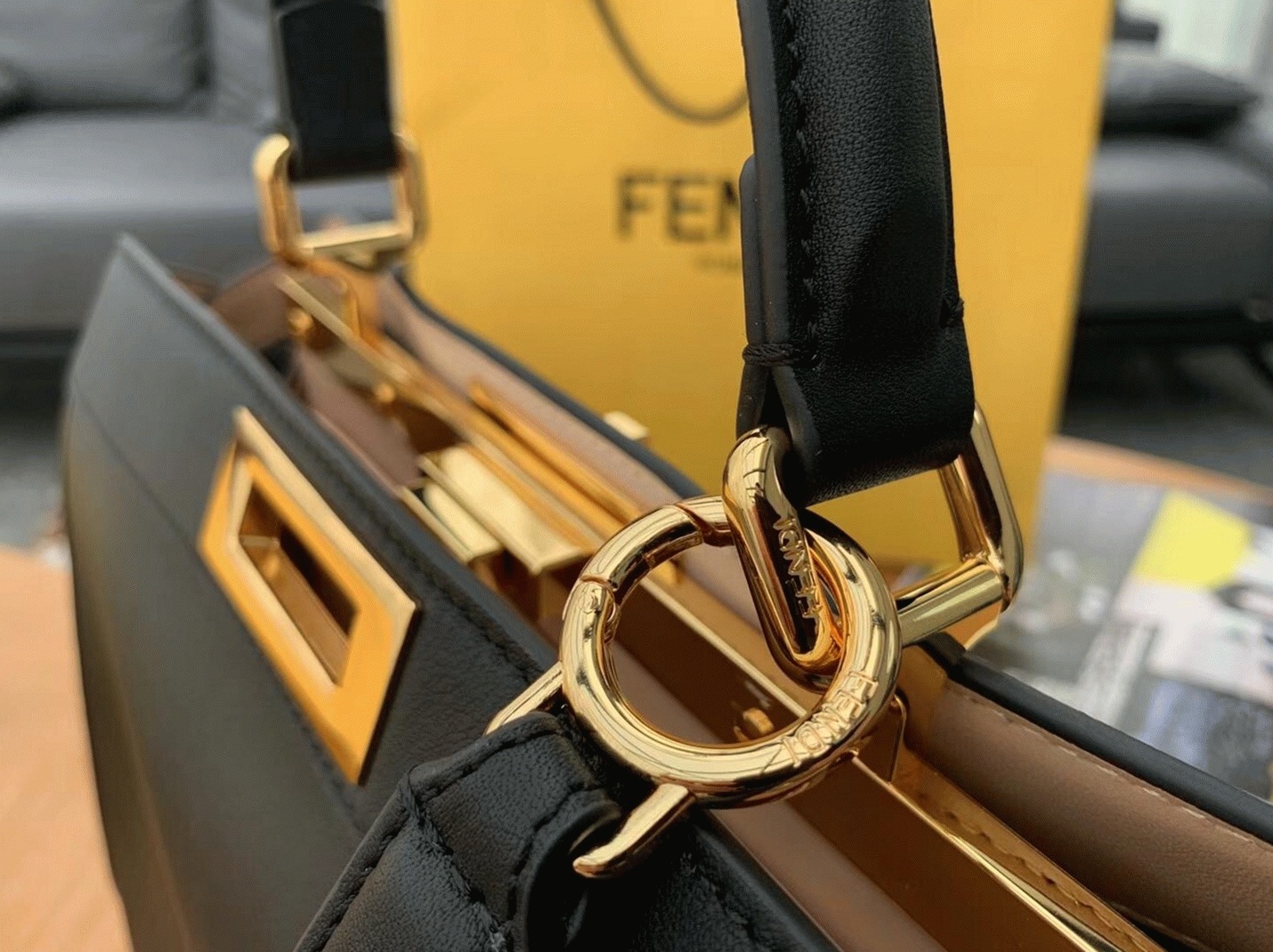 Top Quality Replica Fendi Peekaboo ISeeU Medium Bag In Black Calfskin