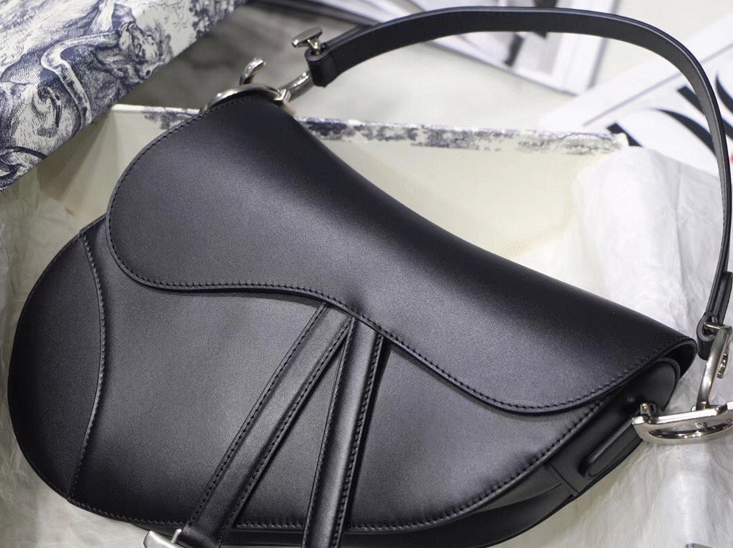 Dior Saddle Bag Replica in Black Soft Calfskin