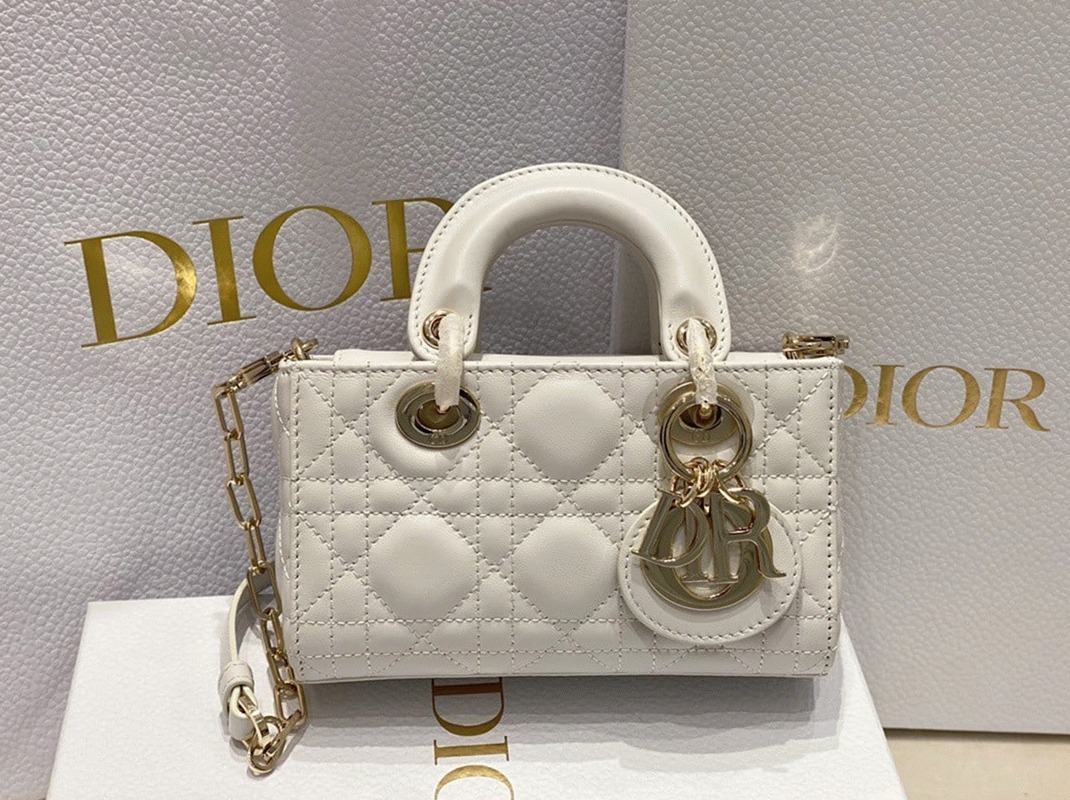 Dior Lady D-Joy Micro Bag Knockoff in White Cannage Lambskin