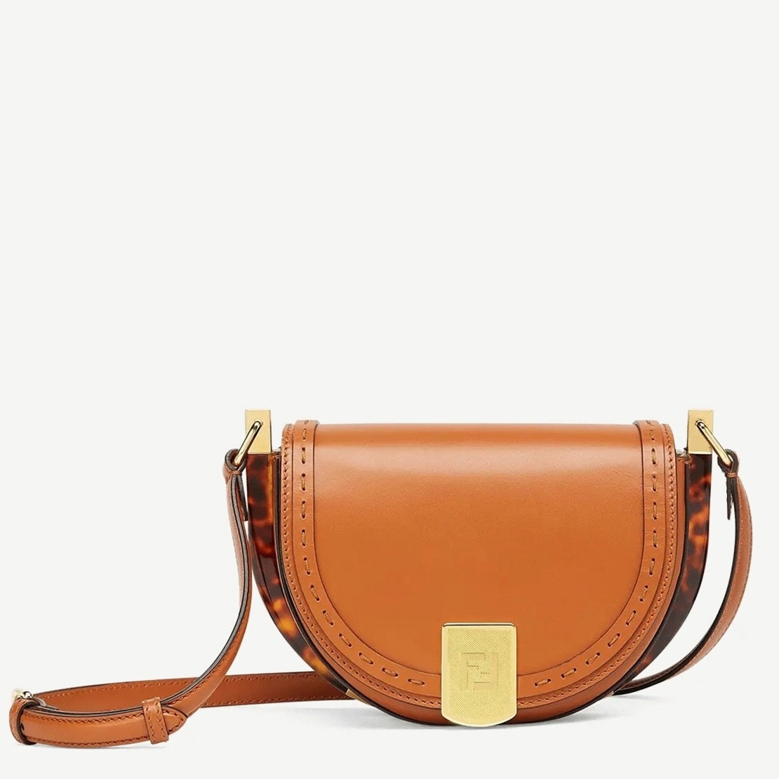 Top Quality Fake Fendi Moonlight Saddle Bag In Brown Calfskin