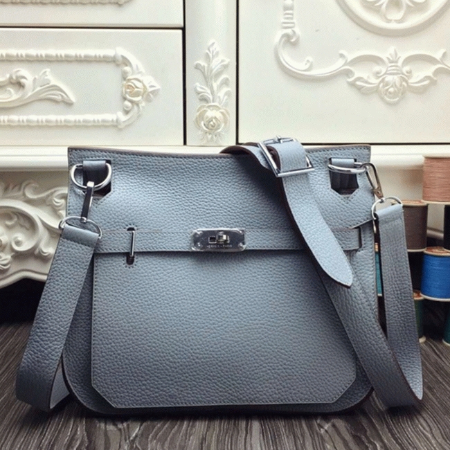 Blue lin fake designer Hermes Jypsiere 31cm handbag