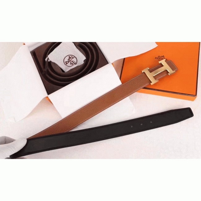 Fake Hermes H-shaped belt buckle in brown