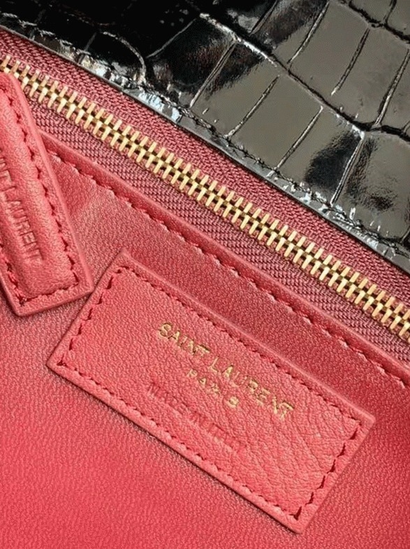 Fake Saint Laurent Cassandra Medium Bag Black Crocodile