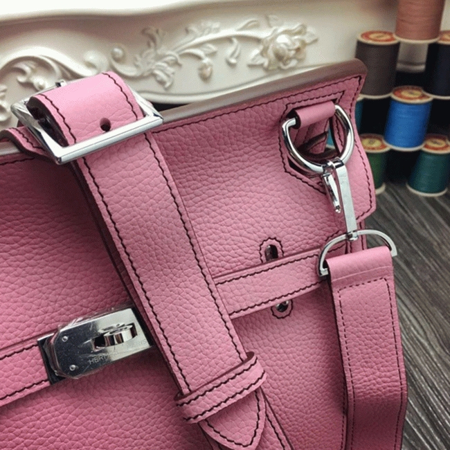 Pink fake luxury Hermes Jypsiere 31cm handbag