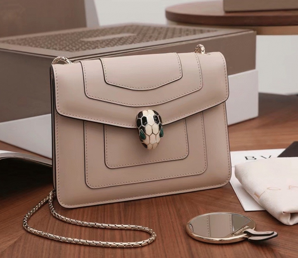 Fake Bvlgari Serpenti Forever Small Crossbody Bag Beige Leather