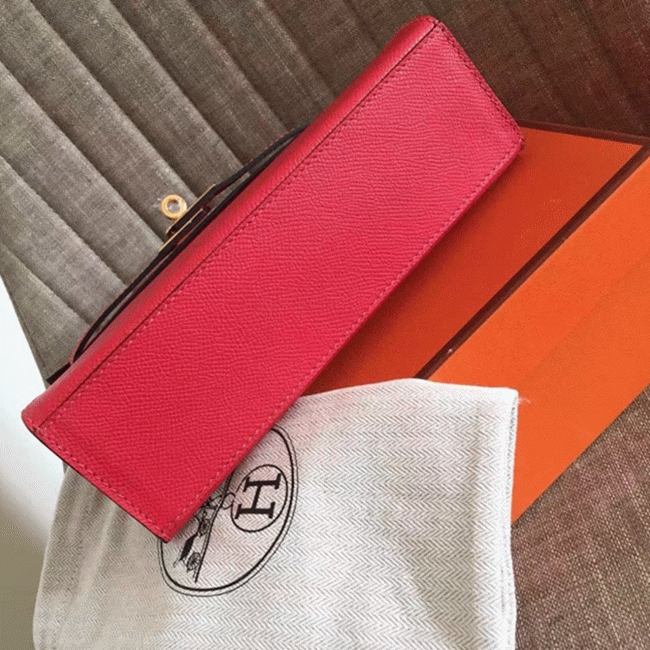 Hermes Red Epsom Fake Designer Kelly Pochette Classic Purse