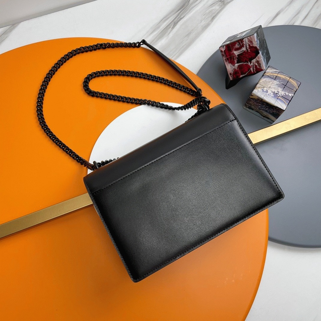 Knockoff Saint Laurent Sunset Medium Chain All Black Bag Calfskin