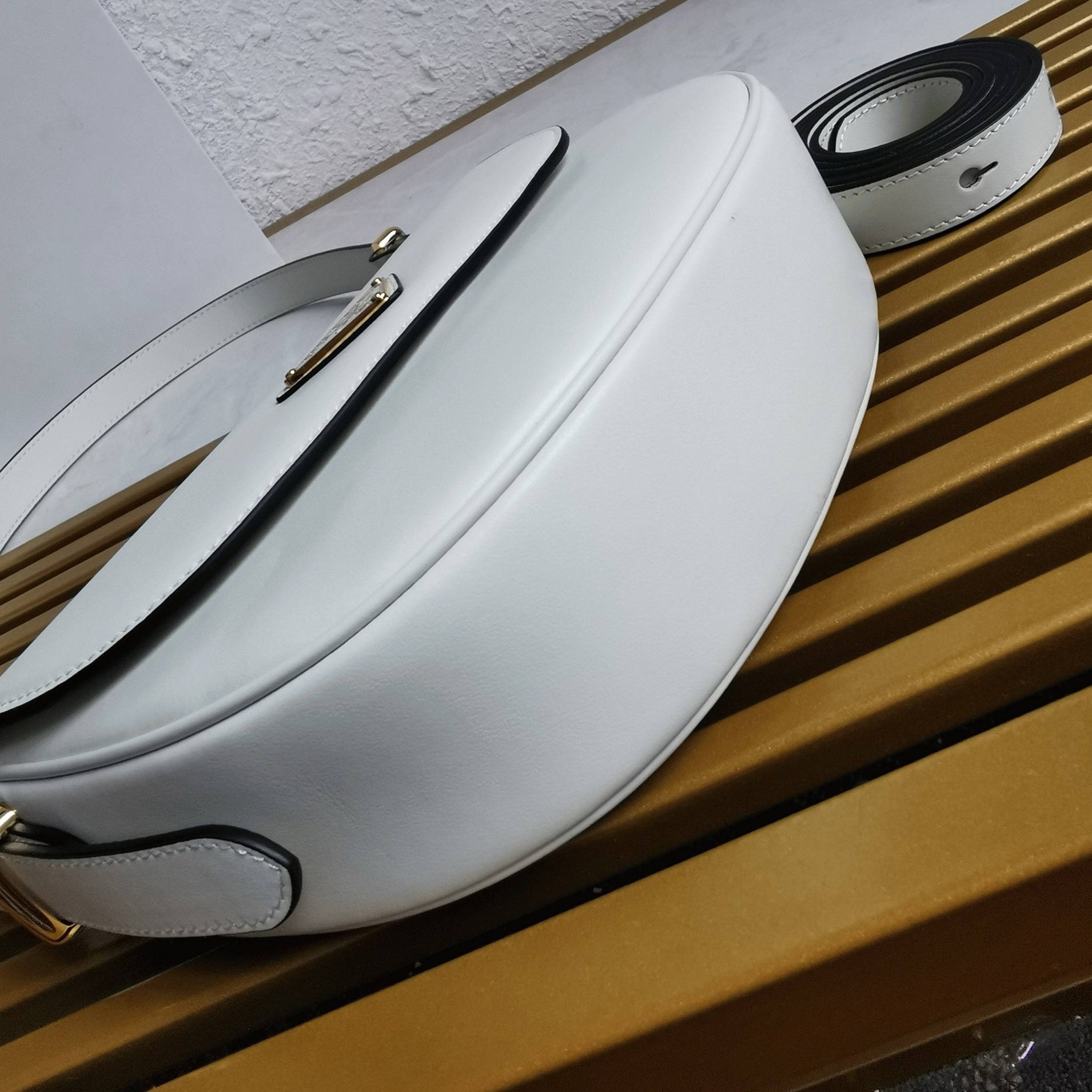 White Prada Arque Shoulder Bag with Flap Replica