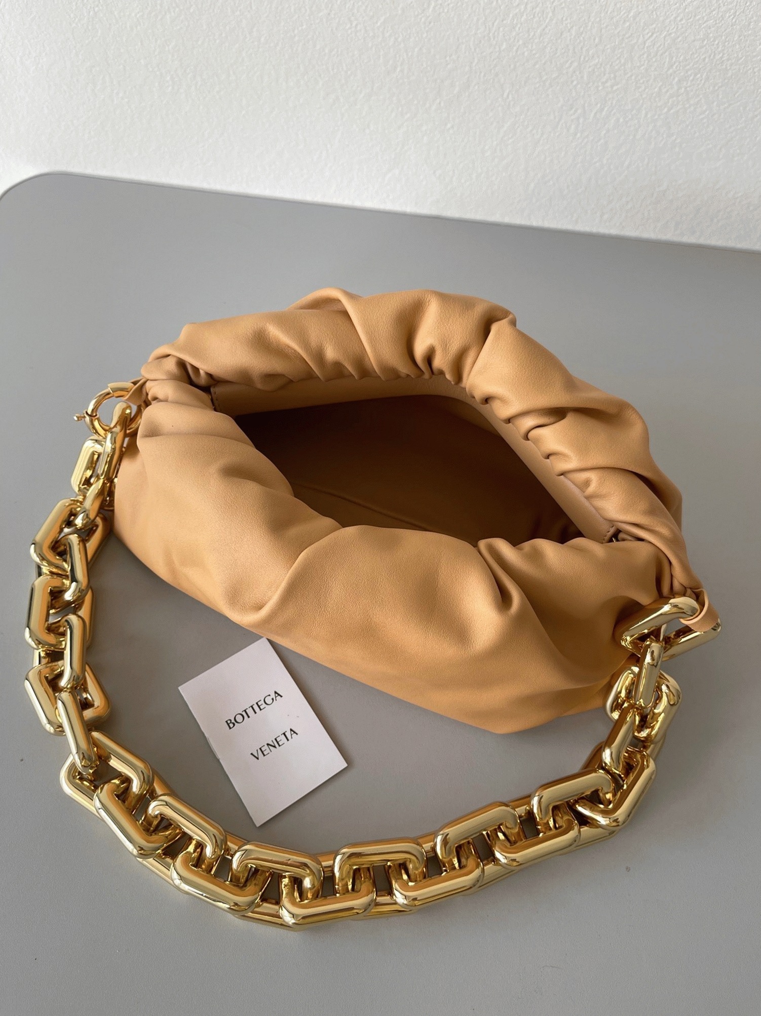 Fake Bottega Veneta The Chain Pouch Bag Almond