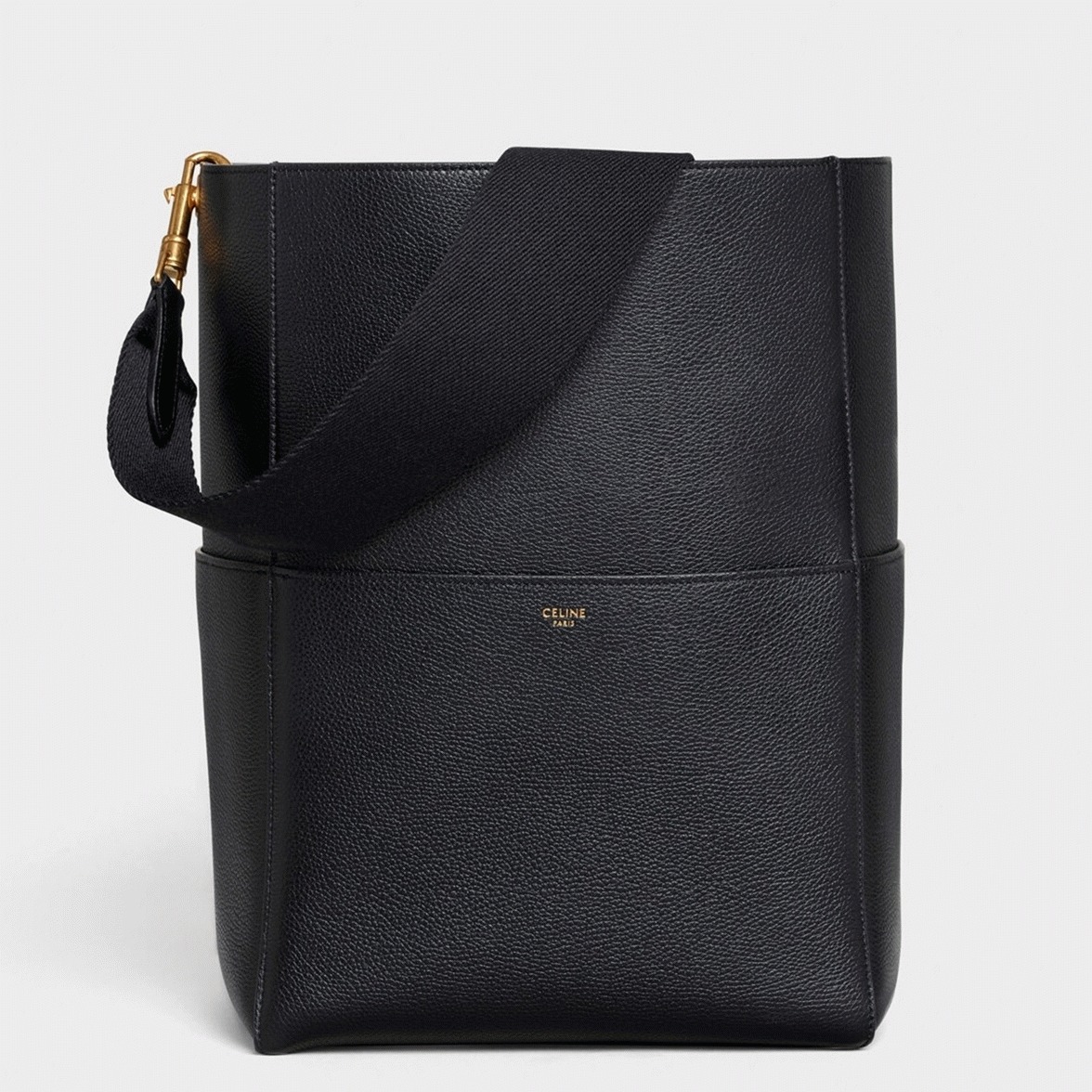 Top Quality Replica Celine Sangle Bucket Bag In Black Grained Calfskin