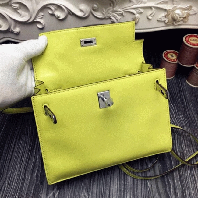 Yellow Swift Leather Copy Hermes Kelly Danse Bright Handbag