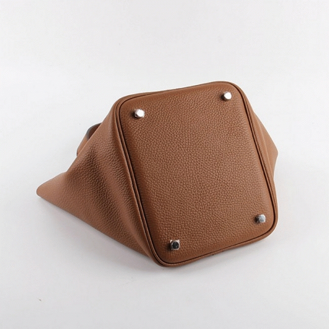 Brown faux luxury Hermes Picotin Lock handbag