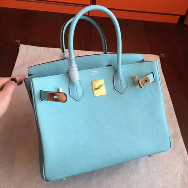 Blue Atoll Imitation Luxury Hermes Birkin 30cm Tote
