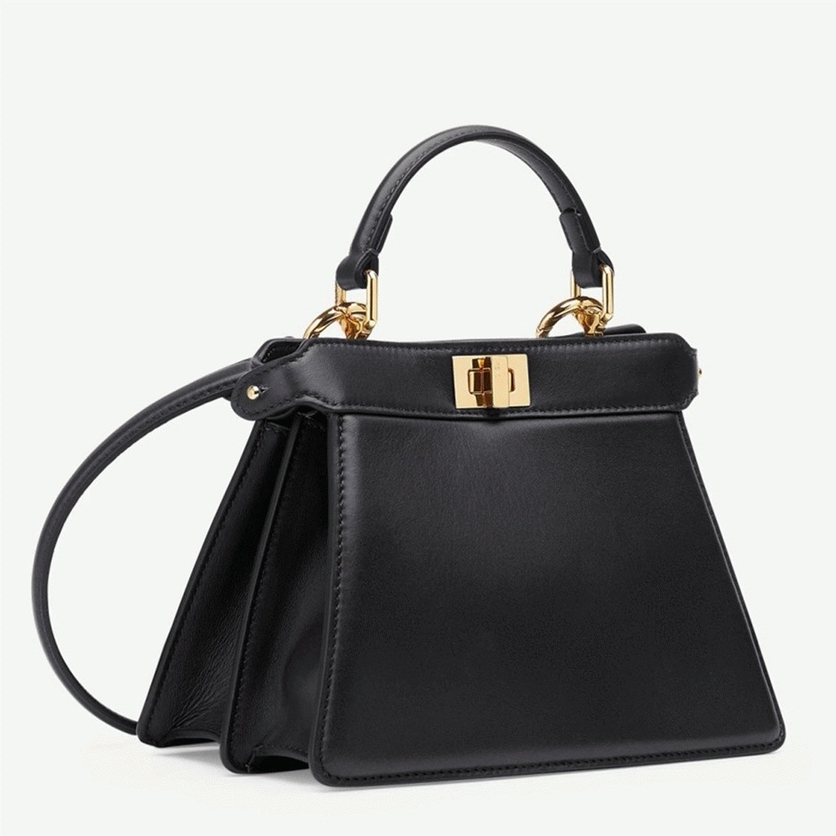 Top Quality Replica Fendi Peekaboo ISeeU Petite Bag In Black Nappa Leather