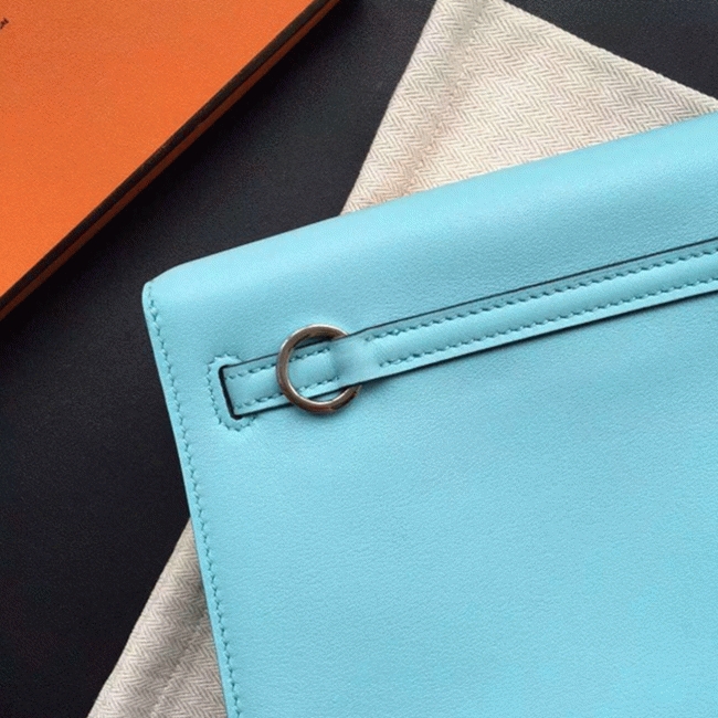Celeste Swift Leather Fake Hermes Kelly Danse Light Blue Purse