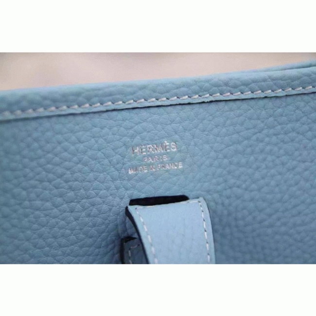 Light Blue Evelyne III PM Bag Designer Replica Hermes Soft Hue Tote