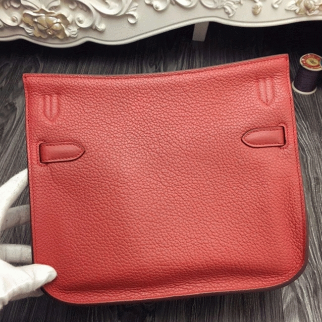 Large red fake Hermes Jypsiere 34cm handbag