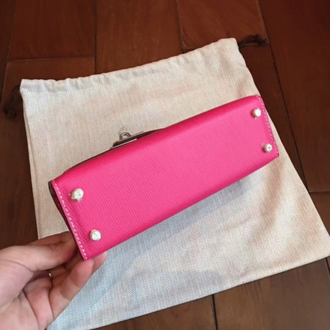 Rose Red Epsom Copy Faux Hermes Kelly 20cm Handbag