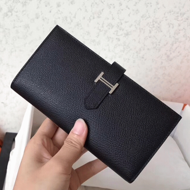 Black Epsom Copy Designer Hermes Bearn Wallet
