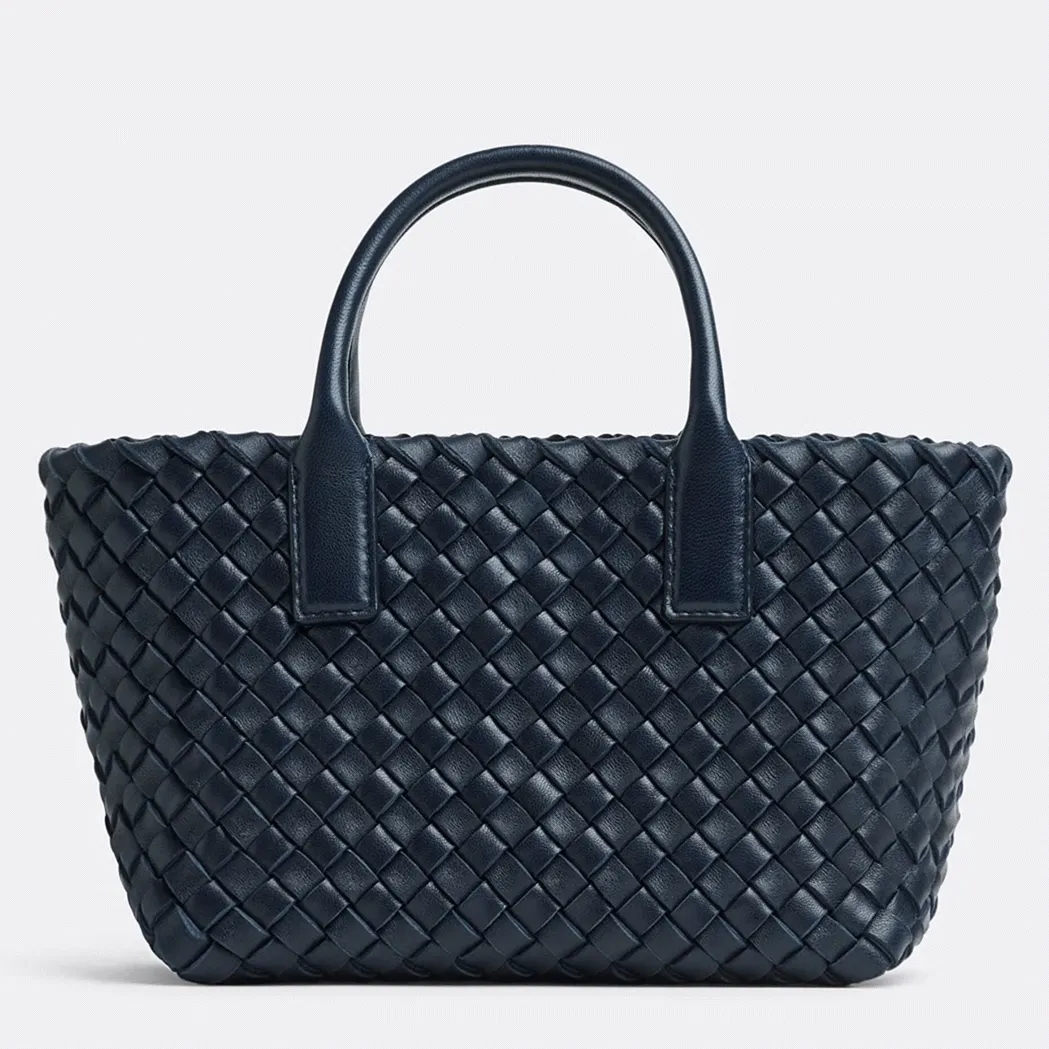 Top Quality Fake Bottega Veneta Cabat Mini Bag In Navy Blue Intrecciato Lambskin