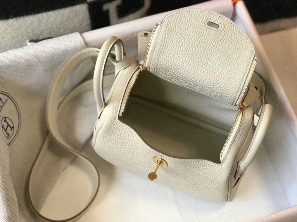 Replica Hermes Lindy Mini handbag in white clemence leather