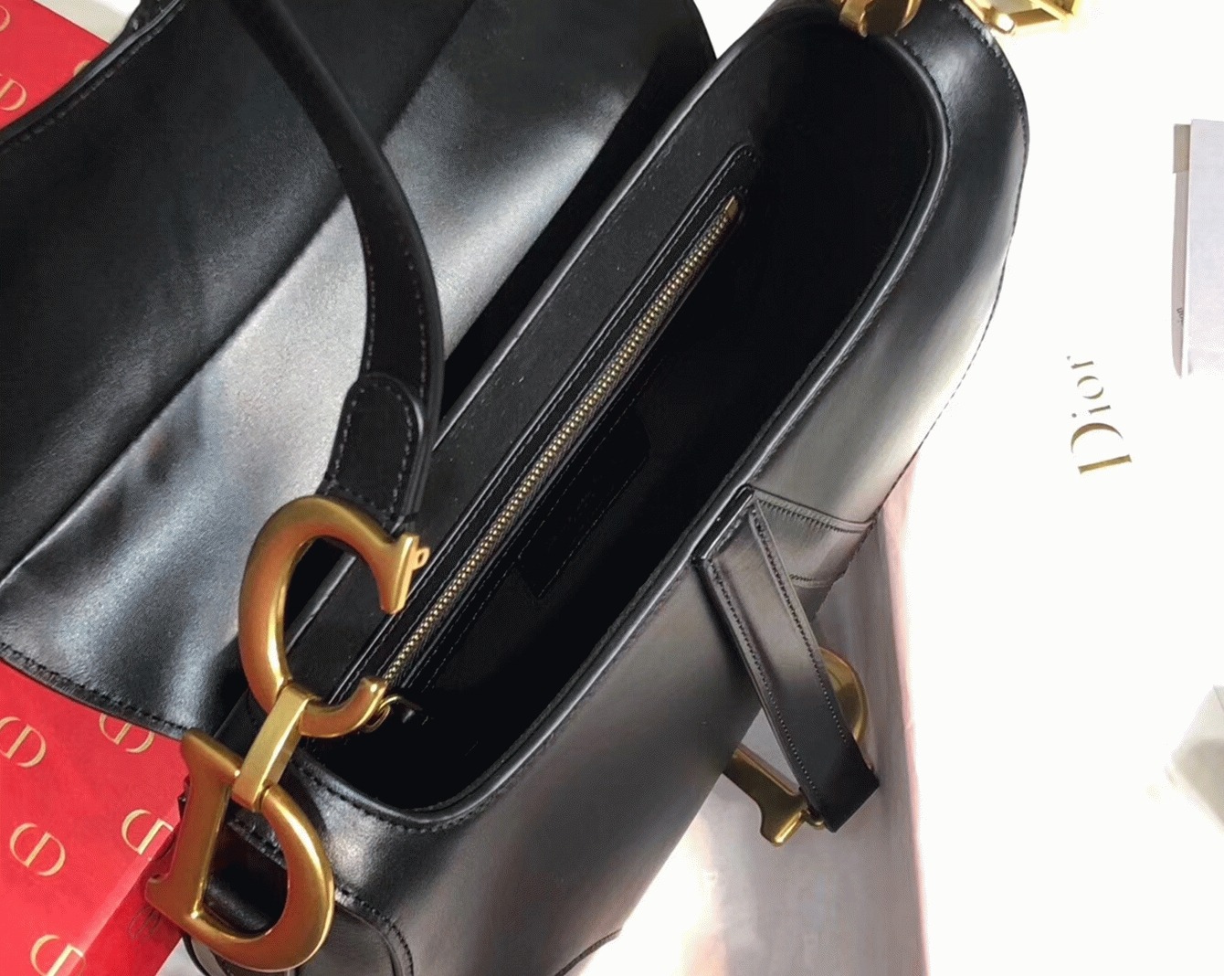 Dior Saddle Bag Fake in Black Smooth Calfskin