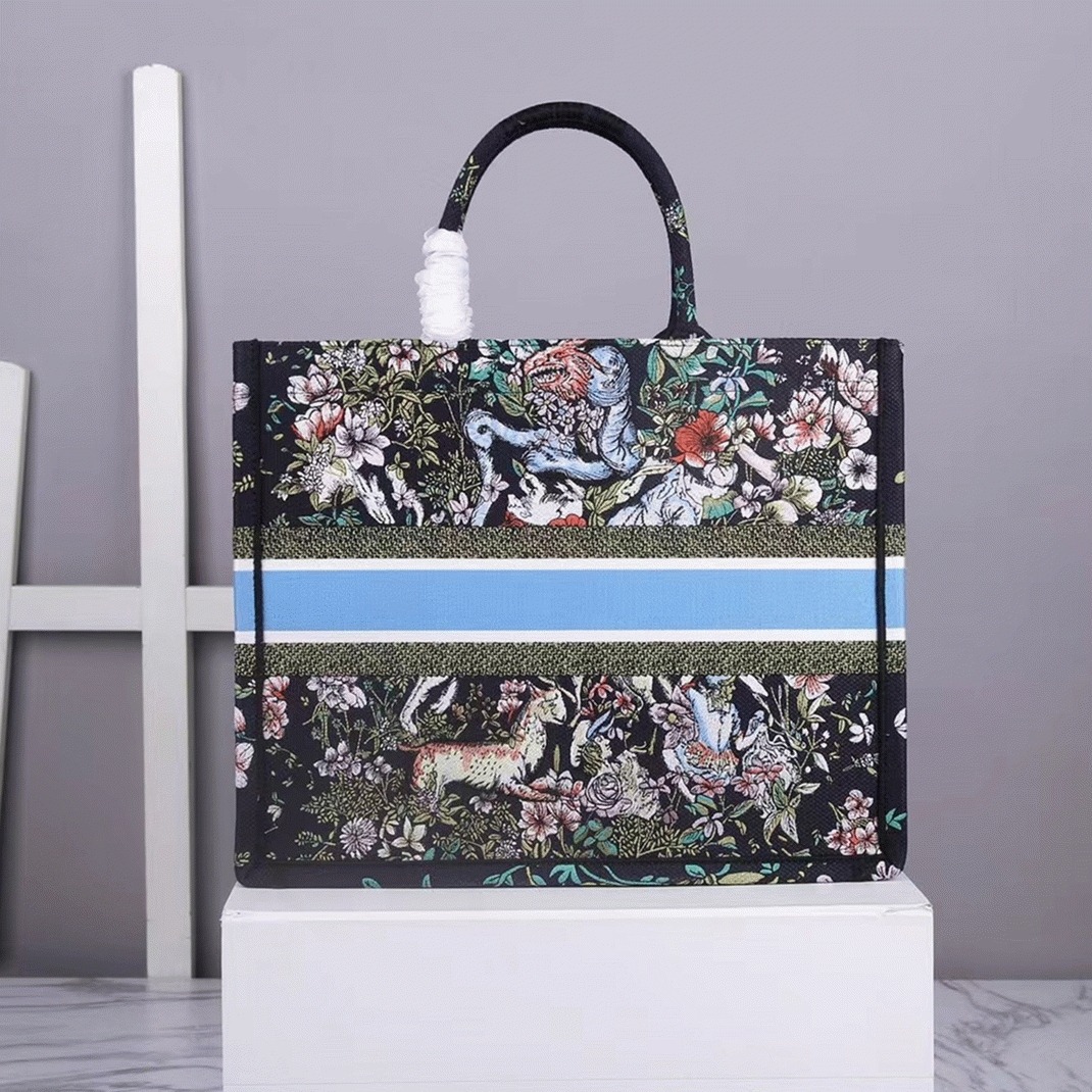 Dior Large Book Tote Bag Fake in Blue D-Constellation Embroidery