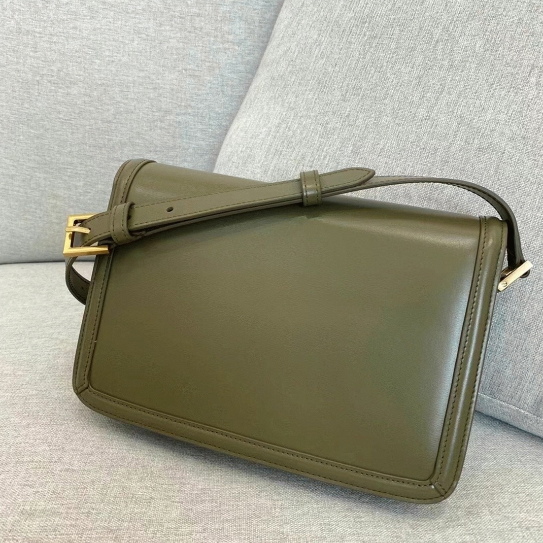 Fake Saint Laurent Medium Solferino Bag Khaki Green Calfskin