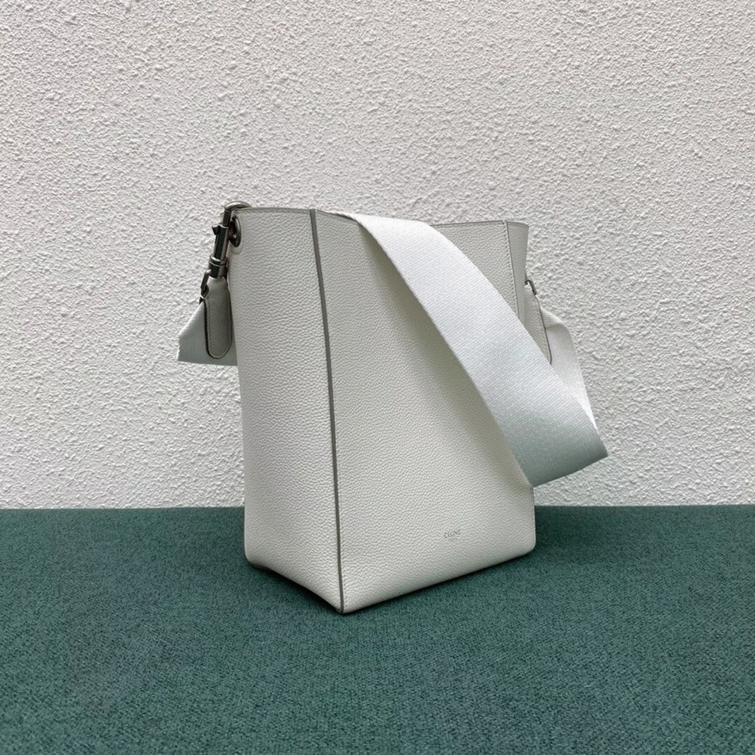 Top Quality Fake Celine Sangle Small Bucket Bag In White Calfskin
