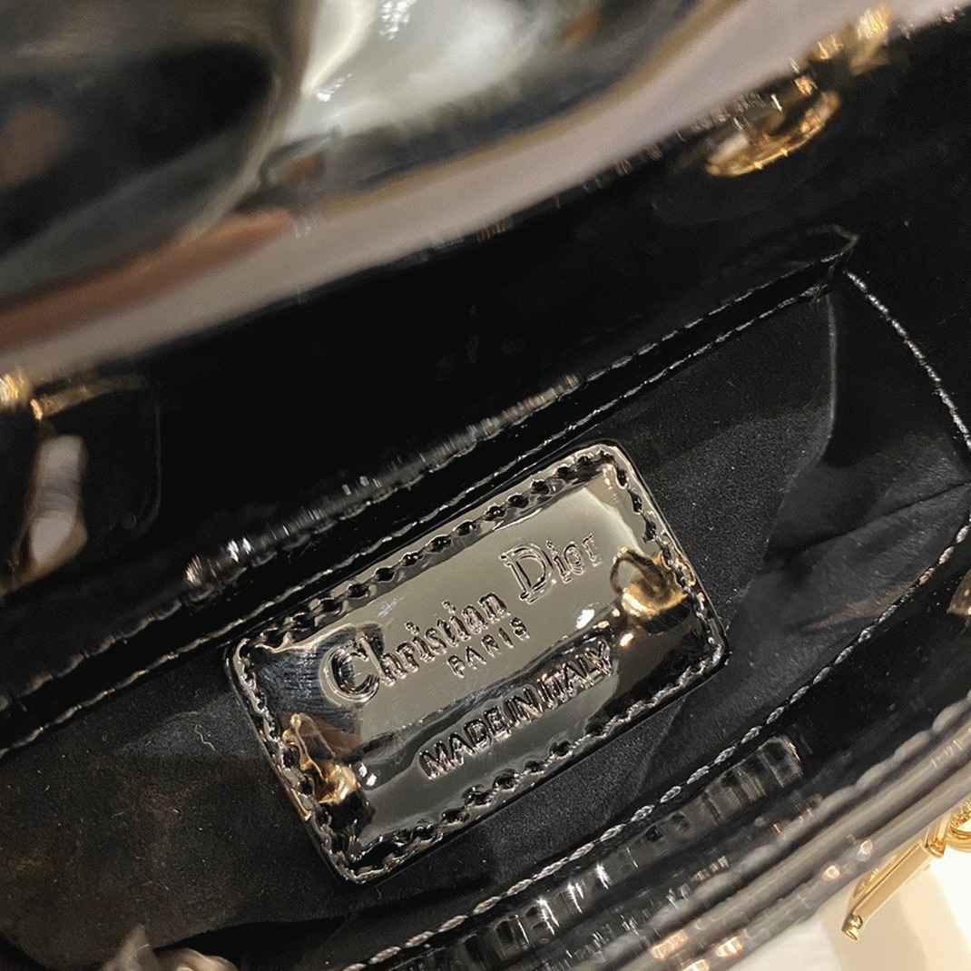 Dior Lady Dior Micro Bag Replica in Black Patent Cannage Calfskin