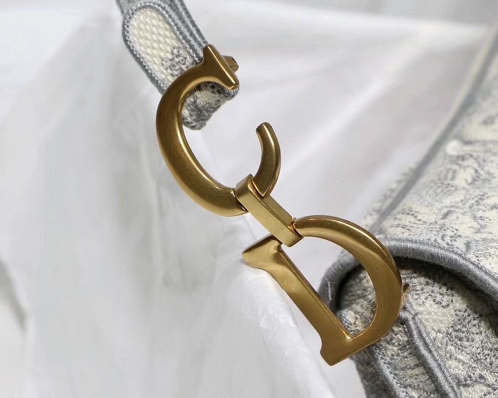 Dior Saddle Bag Fake in Grey Toile de Jouy Embroidery