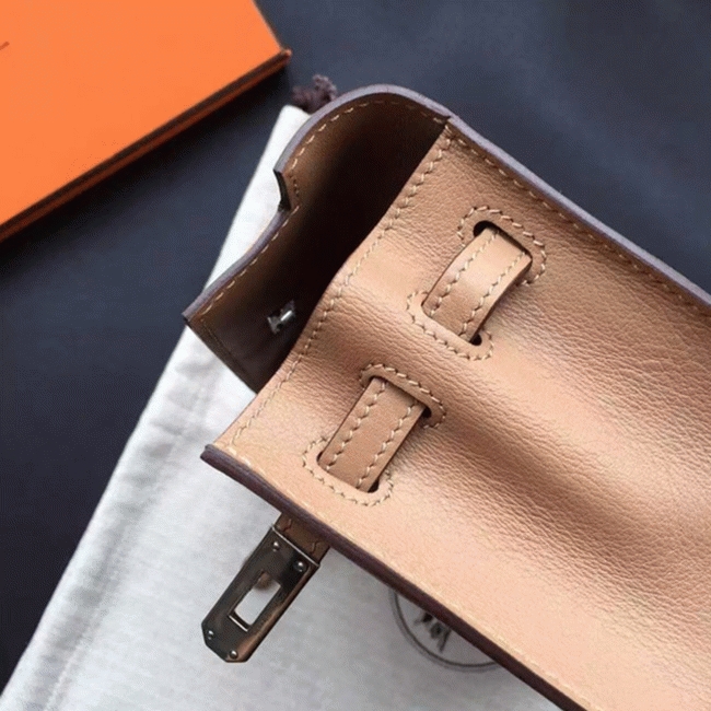 Brown Swift Leather High Quality Replica Hermes Kelly Danse Classic Purse