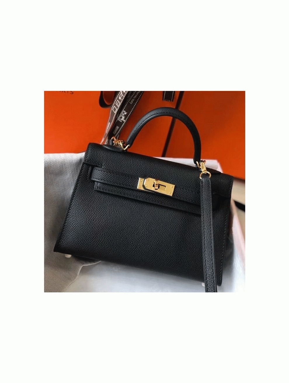 Hermes Kelly Mini II Bag Replica in Black