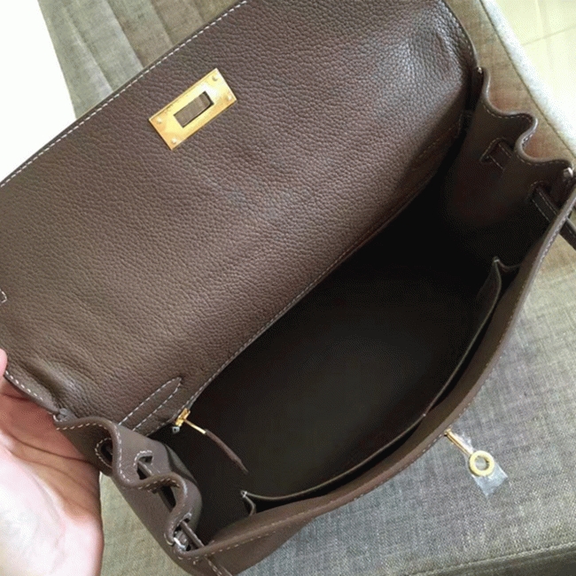 Etoupe Clemence Copy Top Quality Hermes Kelly Retourne 32cm Bag