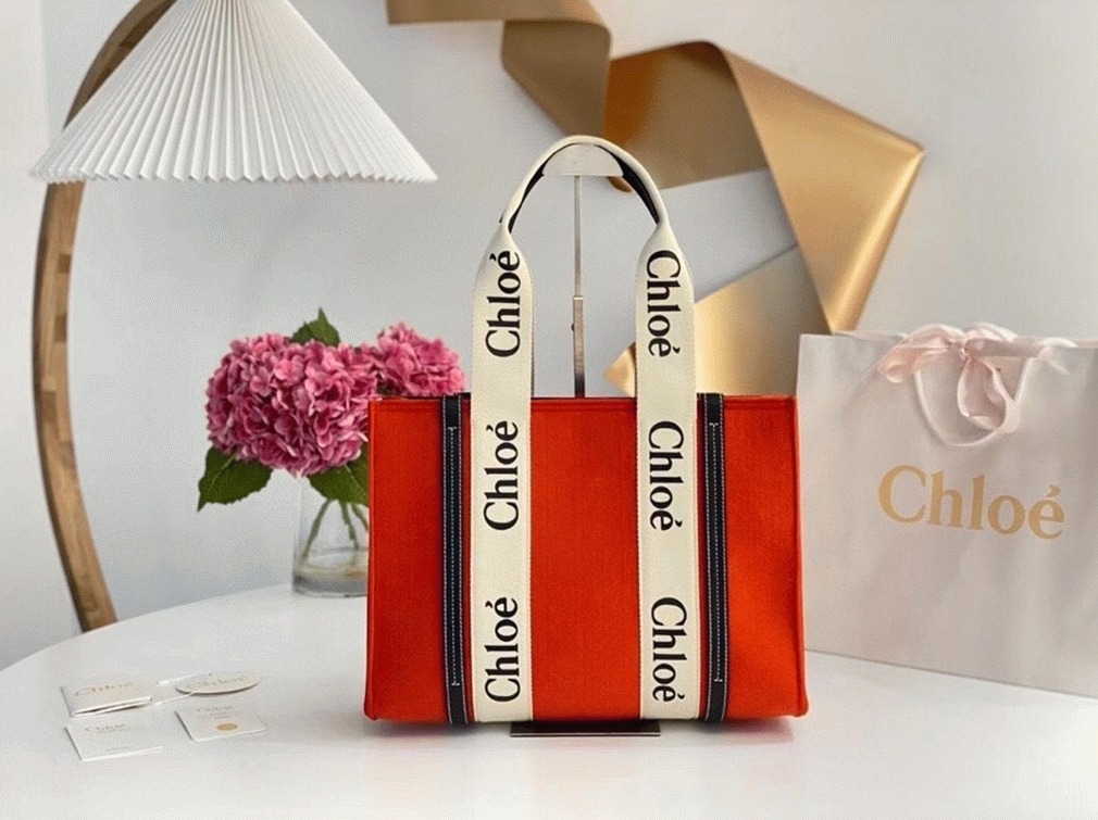 Top Quality Fake Chloe Medium Woody Tote Bag In Orange Felt