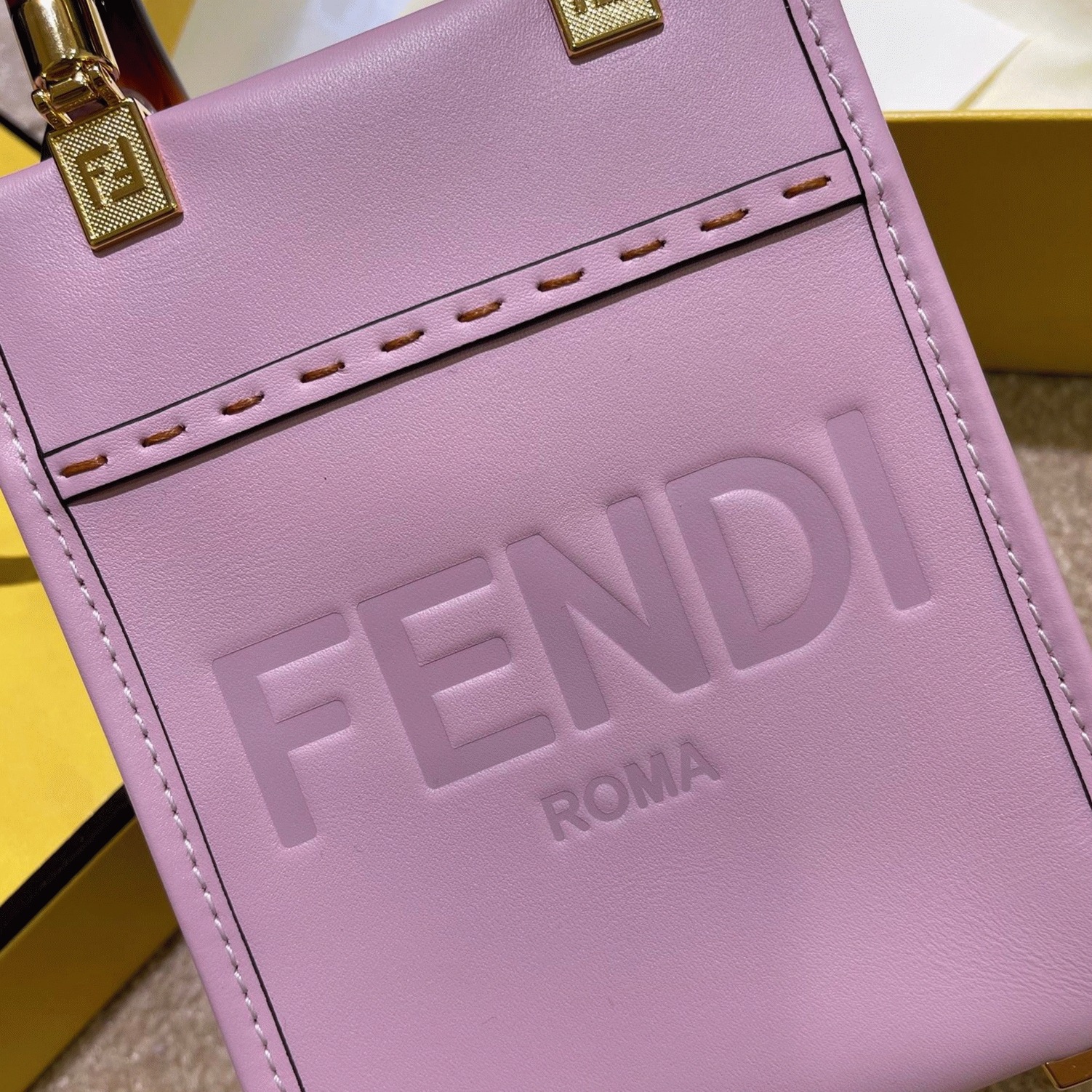 Top Quality Knockoff Fendi Mini Sunshine Shopper Bag In Lilas Leather
