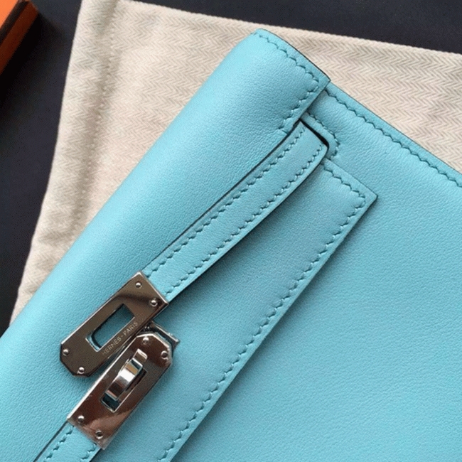 Celeste Swift Leather Fake Hermes Kelly Danse Light Blue Purse