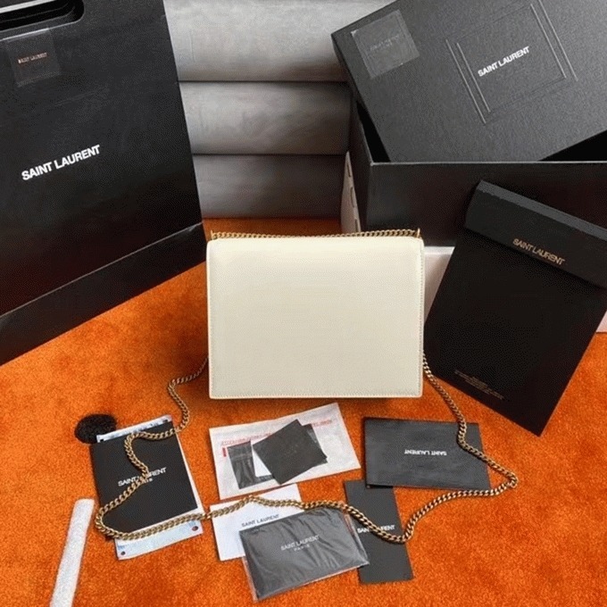 Fake Saint Laurent Cassandra Medium Chain Bag White