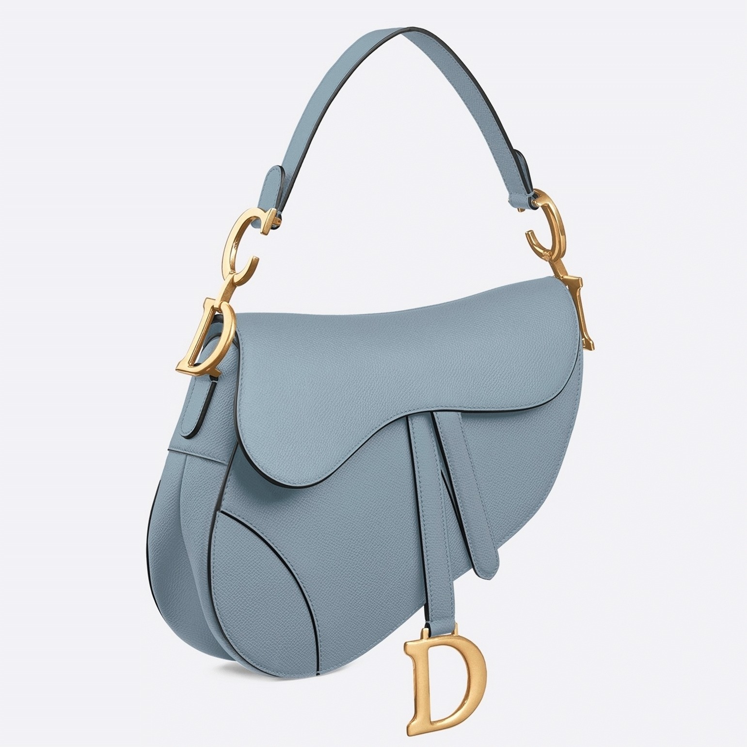 Dior Saddle Bag Knockoff in Sky Blue Grained Calfskin